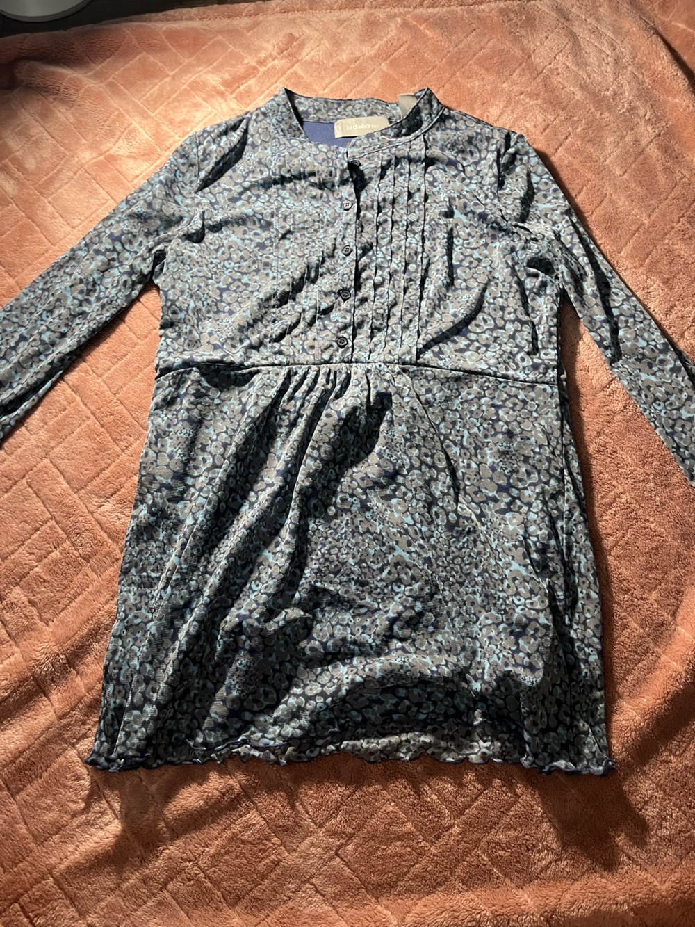 Liz Claiborne Blue Navy Patterned Top